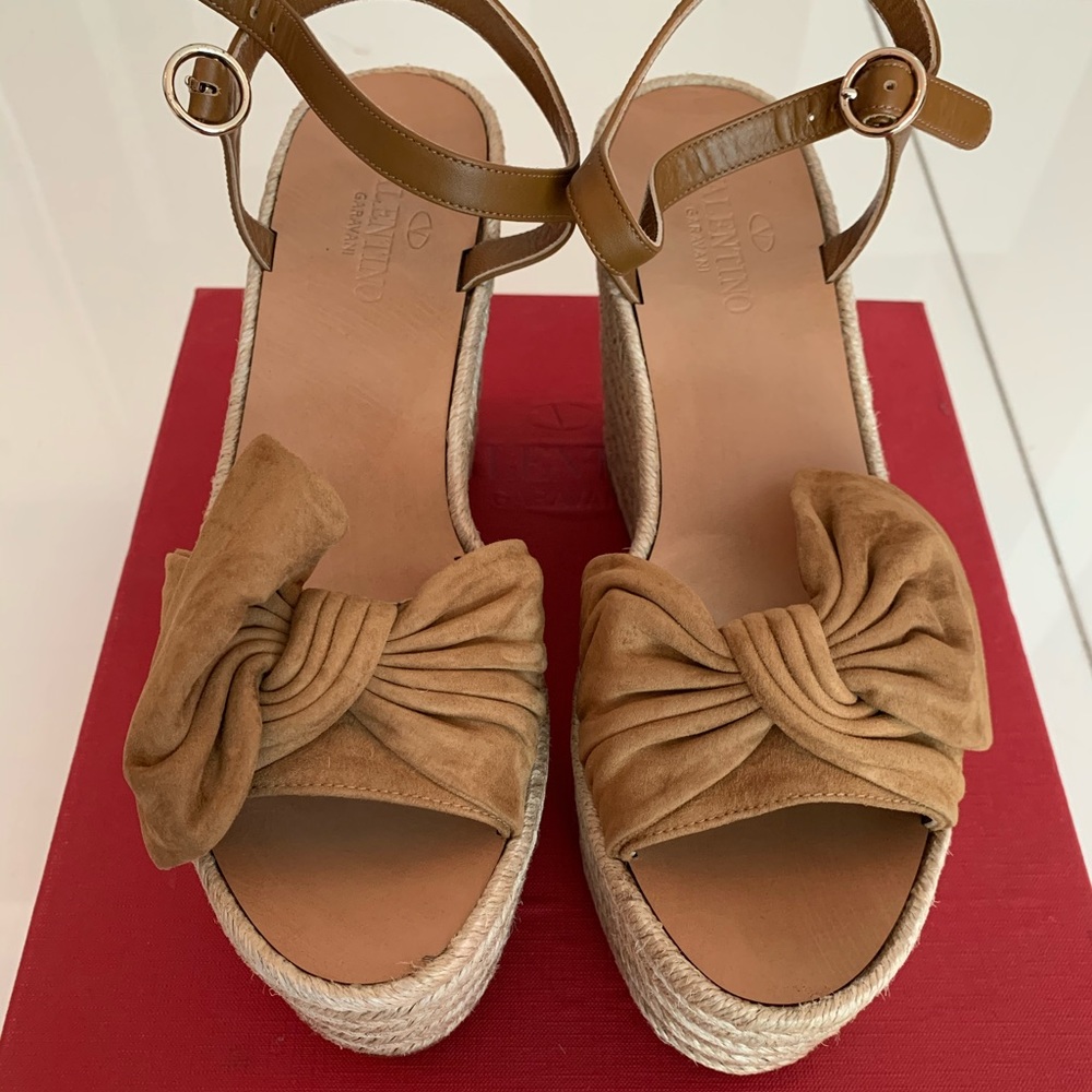 Valentino Platform Bow Wedge Espadrille